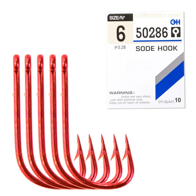 FISH KING 10-50vnt SODE kabliukai iš anglies plieno Kabliukai karpiams su žieduotu spygliuotu viengubu kabliuku su akute žvejybai