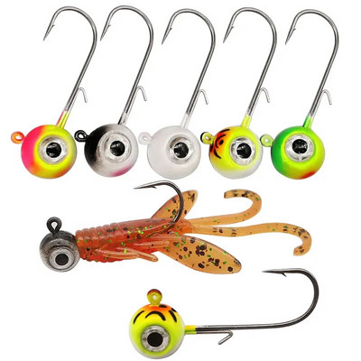 Cârlige de pescuit Big Eyes Jig Head cu cârlig Mustad 1,8g 3,5g 5g 7g 10g Cârlig de pește cu cap de pește pentru trusă de pescuit cu vierme moale