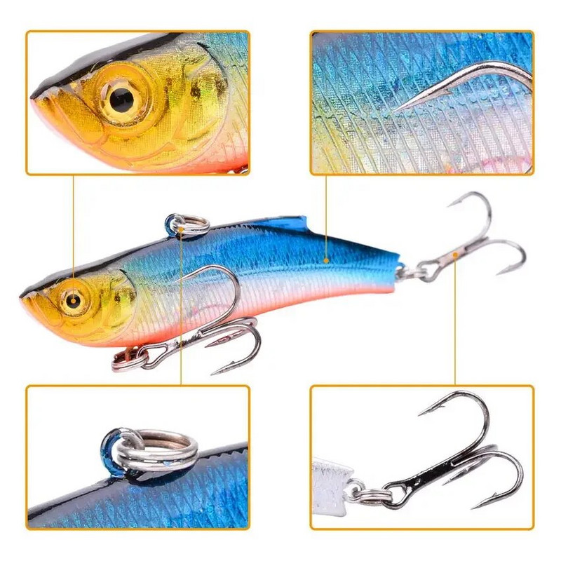 Aorace 1kom zimski mamac za pecanje na ledu 7cm/18g tonući Isca Artificial Rattlin Vibration VIB Hard Bait Crankbait Treble Hooks Tackle