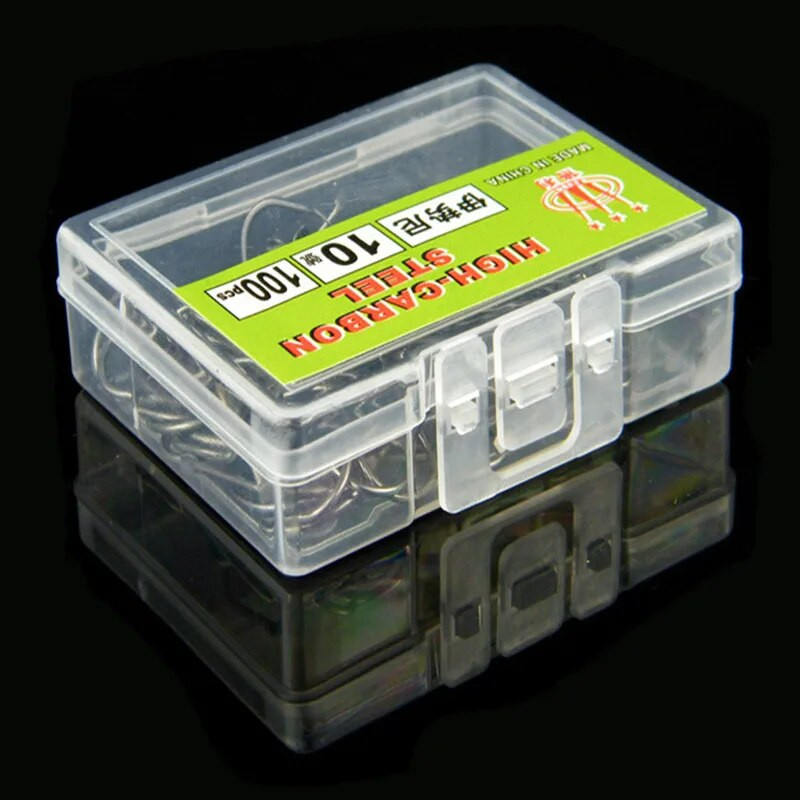 100 tk kõrge süsinikusisaldusega teraskonks okastkonksuga Pehme söödakonks, suure tõhususega okastkonks karbis