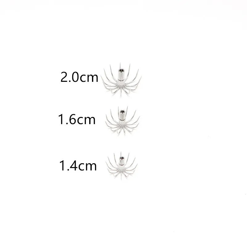 20 tk/partii kalmaari konks Puidust krevetikonks roostevabast terasest merepüügikonks 2,0/1,6/1,4 cm