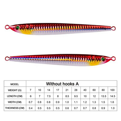 1Pieces Slow Long Metal Jig Fishing Lure 7-10-14-17-21-28-40g Cast Jigging Spoon Artificial Shore Fish Bait Ψάρεμα με λαβράκι