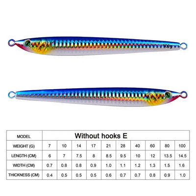 1Pieces Slow Long Metal Jig Fishing Lure 7-10-14-17-21-28-40g Cast Jigging Spoon Artificial Shore Fish Bait Ψάρεμα με λαβράκι