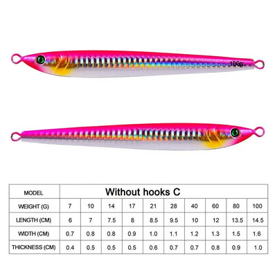 1Pieces Slow Long Metal Jig Fishing Lure 7-10-14-17-21-28-40g Cast Jigging Spoon Artificial Shore Fish Bait Ψάρεμα με λαβράκι