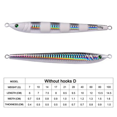 1Pieces Slow Long Metal Jig Fishing Lure 7-10-14-17-21-28-40g Cast Jigging Spoon Artificial Shore Fish Bait Ψάρεμα με λαβράκι