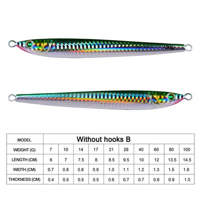 1Pieces Slow Long Metal Jig Fishing Lure 7-10-14-17-21-28-40g Cast Jigging Spoon Artificial Shore Fish Bait Ψάρεμα με λαβράκι