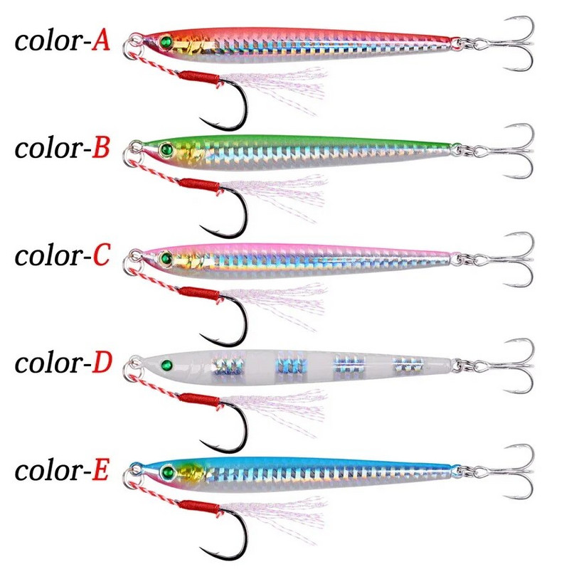1Pieces Slow Long Metal Jig Fishing Lure 7-10-14-17-21-28-40g Cast Jigging Spoon Artificial Shore Fish Bait Ψάρεμα με λαβράκι