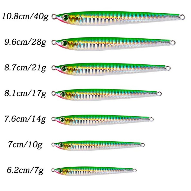 1Pieces Slow Long Metal Jig Fishing Lure 7-10-14-17-21-28-40g Cast Jigging Spoon Artificial Shore Fish Bait Ψάρεμα με λαβράκι