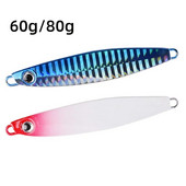 Metalinis Jig žvejybos masalas Bass Fishing Jigs Svoriai 60 g 80 g Holografiniai velkamieji sūraus vandens masalai Isca dirbtiniai žuvų reikmenys lydekai
