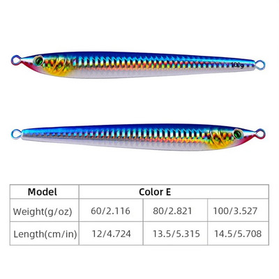 1 tk. Merepüügi Aeglane Jig Metallist lusikas Laser Kunstsööda Paadiga Kalapüügi Jig Lands 60/80/100g Hard Fish Püügilandid