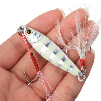 1 tk helendav metallist jigimislusikas 20G kaldaheitmise jigi lohistamisega meriahvena peibutis kunstsöödaga kalapüügitarbed roheline valge