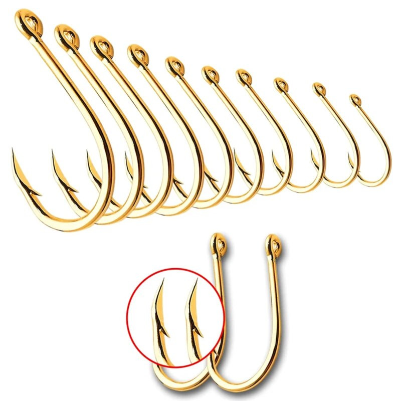 Naujas 100 vnt meškeriojimo kabliukų rinkinys anglinio plieno vieno apskritimo žvejybos kabliukas muselinės žūklės spygliuoti karpiniai kabliukai jūros reikmenų priedai