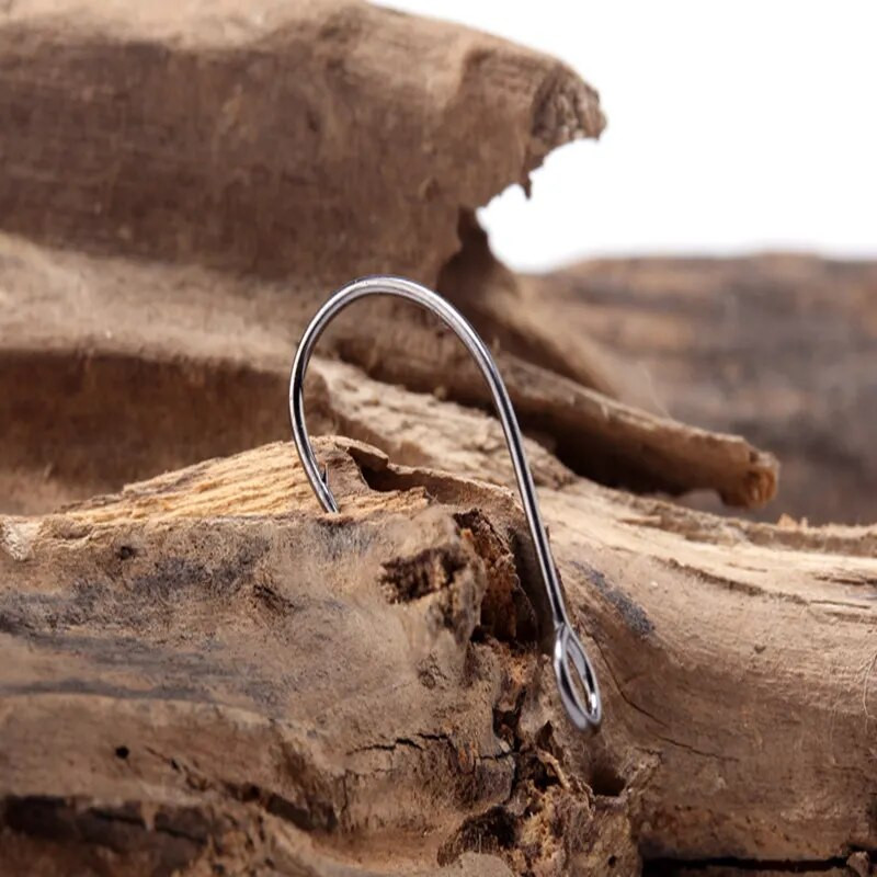 50 kom/kutija Barb Hook Ribolovne udice Big Ring Carbon Steel Pojedinačne udice Kutija za pribor Worm Spoon Jig udice s velikim očima Udica