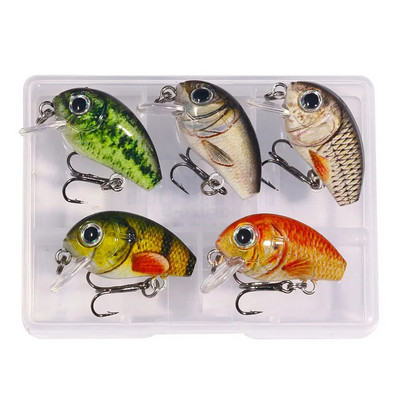 5 ΤΕΜ/Σετ Mini Crankbait Wobbler Box for Pike/Trolling Rattling Baits Set Crankbait Fishing Lure Bass Perch Fishing Tackle Lures