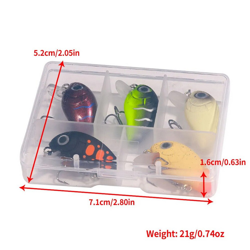 5 tk/komplekt Mini Crankbait Wobbler Box haugi/trolling Ratting sööta komplekt Crankbait kalapüügi lant Bass Ahvena kalastustarvete landid