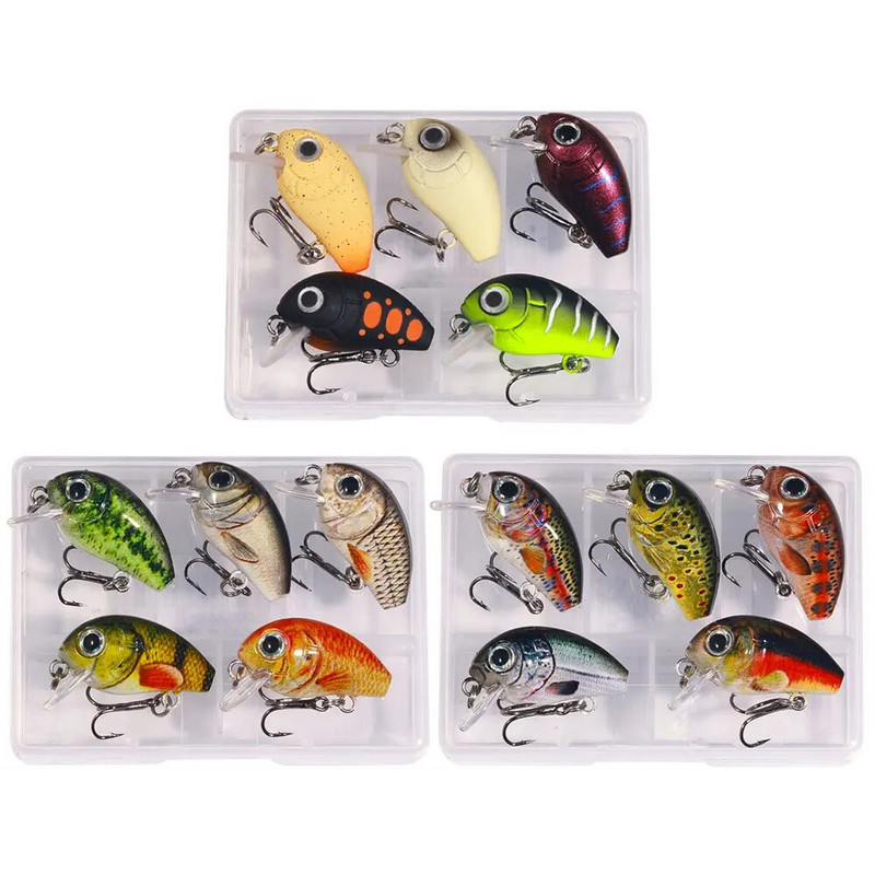 5 tk/komplekt Mini Crankbait Wobbler Box haugi/trolling Ratting sööta komplekt Crankbait kalapüügi lant Bass Ahvena kalastustarvete landid