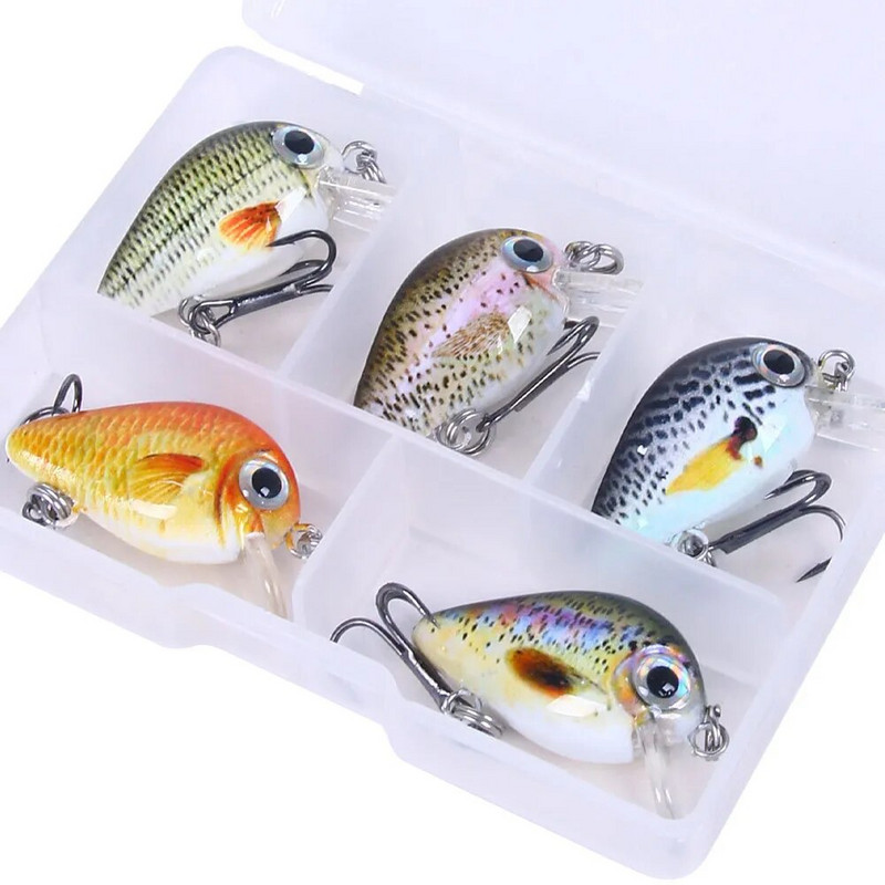 5 tk/komplekt Mini Crankbait Wobbler Box haugi/trolling Ratting sööta komplekt Crankbait kalapüügi lant Bass Ahvena kalastustarvete landid