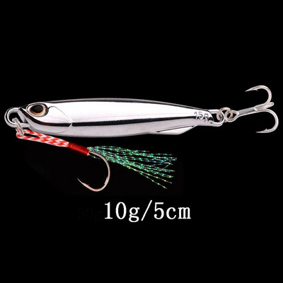 1tk Spoon Metal Jigs Hõbedased konksudega kalapüügi landid 7g 10g 15g 20g 30g 40g galvaniseeritud kalapüügi landid Bait Makrell Bass