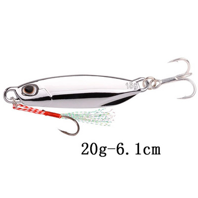 1tk Spoon Metal Jigs Hõbedased konksudega kalapüügi landid 7g 10g 15g 20g 30g 40g galvaniseeritud kalapüügi landid Bait Makrell Bass
