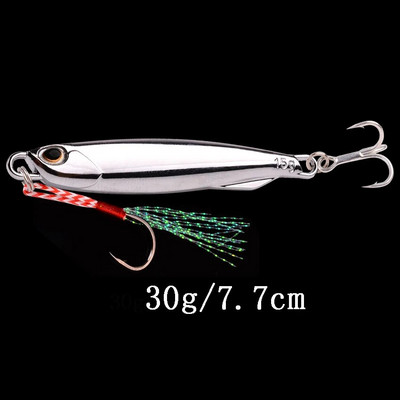 1tk Spoon Metal Jigs Hõbedased konksudega kalapüügi landid 7g 10g 15g 20g 30g 40g galvaniseeritud kalapüügi landid Bait Makrell Bass
