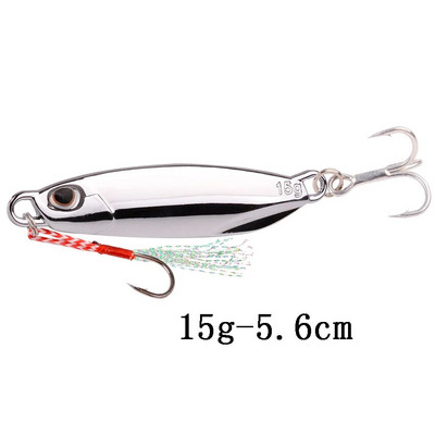 1tk Spoon Metal Jigs Hõbedased konksudega kalapüügi landid 7g 10g 15g 20g 30g 40g galvaniseeritud kalapüügi landid Bait Makrell Bass
