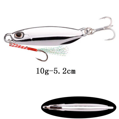 1tk Spoon Metal Jigs Hõbedased konksudega kalapüügi landid 7g 10g 15g 20g 30g 40g galvaniseeritud kalapüügi landid Bait Makrell Bass