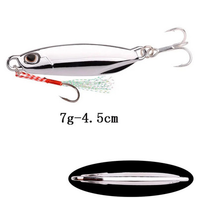 1tk Spoon Metal Jigs Hõbedased konksudega kalapüügi landid 7g 10g 15g 20g 30g 40g galvaniseeritud kalapüügi landid Bait Makrell Bass