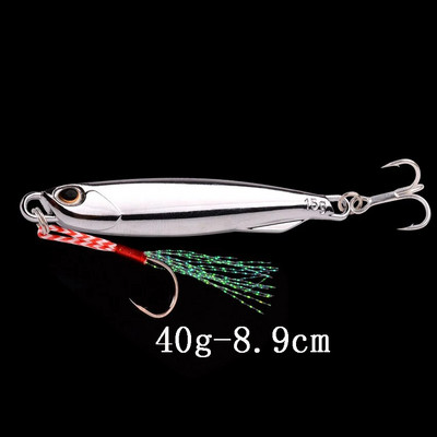 1tk Spoon Metal Jigs Hõbedased konksudega kalapüügi landid 7g 10g 15g 20g 30g 40g galvaniseeritud kalapüügi landid Bait Makrell Bass