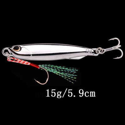 1tk Spoon Metal Jigs Hõbedased konksudega kalapüügi landid 7g 10g 15g 20g 30g 40g galvaniseeritud kalapüügi landid Bait Makrell Bass
