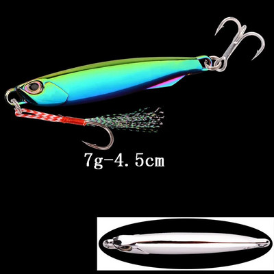 1tk Spoon Metal Jigs Hõbedased konksudega kalapüügi landid 7g 10g 15g 20g 30g 40g galvaniseeritud kalapüügi landid Bait Makrell Bass