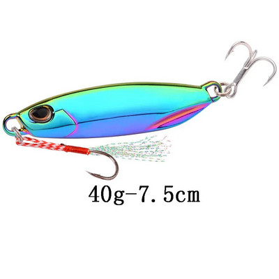 1tk Spoon Metal Jigs Hõbedased konksudega kalapüügi landid 7g 10g 15g 20g 30g 40g galvaniseeritud kalapüügi landid Bait Makrell Bass