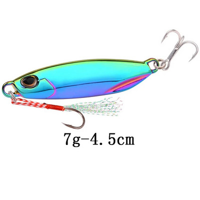 1tk Spoon Metal Jigs Hõbedased konksudega kalapüügi landid 7g 10g 15g 20g 30g 40g galvaniseeritud kalapüügi landid Bait Makrell Bass