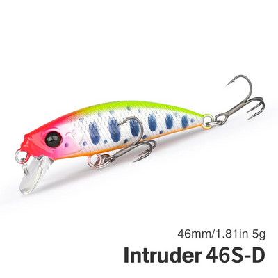 TSURINOYA 46S uppuv Minnow kalapüügi peibutis Intruder 46mm 5g kunstlik forell Ajing Stream Lake Jerkbait Rockfishing Hard Baits
