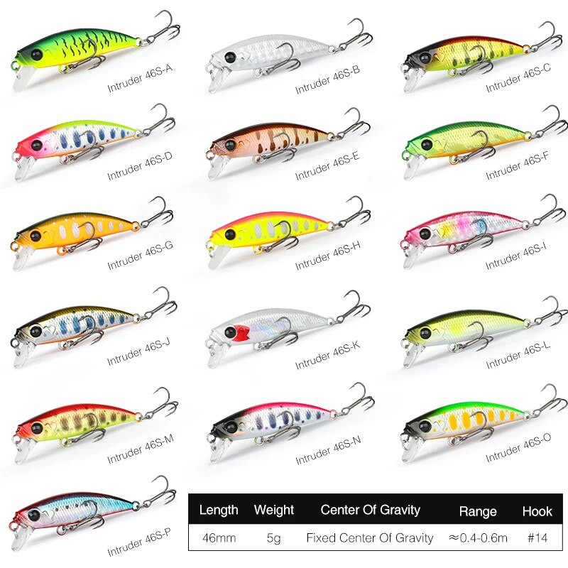 TSURINOYA 46S uppuv Minnow kalapüügi peibutis Intruder 46mm 5g kunstlik forell Ajing Stream Lake Jerkbait Rockfishing Hard Baits