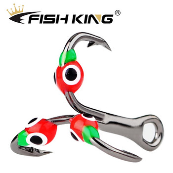 FISH KING 0.4/0.6/0.8g Куки за леден риболов Твърда примамка Високовъглеродна стомана с бодлива тройка за риболов на шаран през зимата