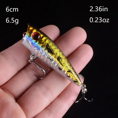 Popper kalapüügi landid Hard Topwater Kunstlik ujuvsööt 7cm/9.4g Voblerid 3D Eyes Püügitarbed Meretarvikud