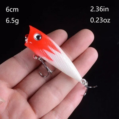 Popper kalapüügi landid Hard Topwater Kunstlik ujuvsööt 7cm/9.4g Voblerid 3D Eyes Püügitarbed Meretarvikud