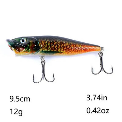Popper kalapüügi landid Hard Topwater Kunstlik ujuvsööt 7cm/9.4g Voblerid 3D Eyes Püügitarbed Meretarvikud