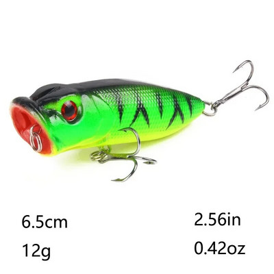 Popper kalapüügi landid Hard Topwater Kunstlik ujuvsööt 7cm/9.4g Voblerid 3D Eyes Püügitarbed Meretarvikud