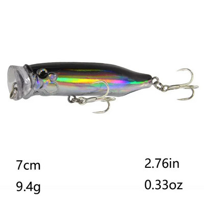 Popper kalapüügi landid Hard Topwater Kunstlik ujuvsööt 7cm/9.4g Voblerid 3D Eyes Püügitarbed Meretarvikud
