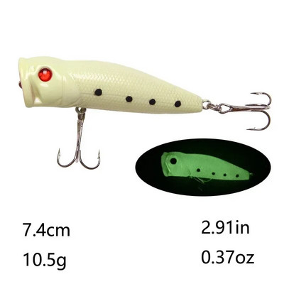 Popper kalapüügi landid Hard Topwater Kunstlik ujuvsööt 7cm/9.4g Voblerid 3D Eyes Püügitarbed Meretarvikud