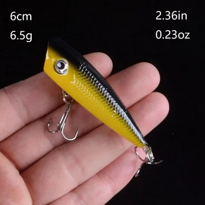 Popper kalapüügi landid Hard Topwater Kunstlik ujuvsööt 7cm/9.4g Voblerid 3D Eyes Püügitarbed Meretarvikud