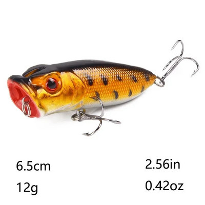 Popper kalapüügi landid Hard Topwater Kunstlik ujuvsööt 7cm/9.4g Voblerid 3D Eyes Püügitarbed Meretarvikud