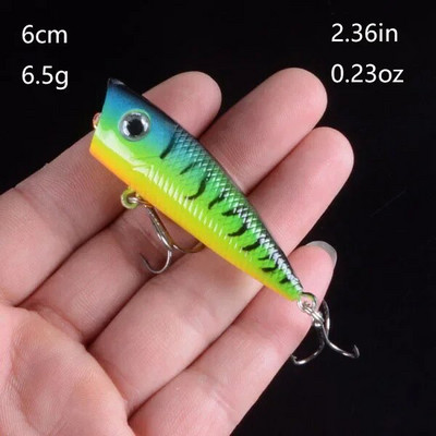 Popper kalapüügi landid Hard Topwater Kunstlik ujuvsööt 7cm/9.4g Voblerid 3D Eyes Püügitarbed Meretarvikud