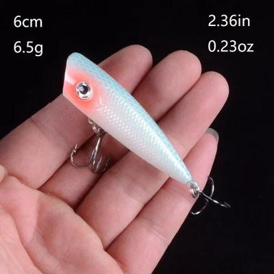 Popper kalapüügi landid Hard Topwater Kunstlik ujuvsööt 7cm/9.4g Voblerid 3D Eyes Püügitarbed Meretarvikud