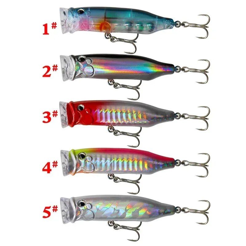 Popper kalapüügi landid Hard Topwater Kunstlik ujuvsööt 7cm/9.4g Voblerid 3D Eyes Püügitarbed Meretarvikud