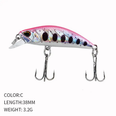 Kuum 38mm 3,2G mini Jaapani mudel uppuv Minnow kalapüügi landid Jerkbaits Peche kunstsöödaga vobler forell-ahvenkarpkala jaoks