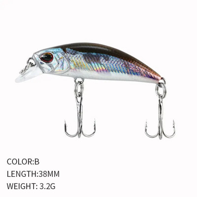 Kuum 38mm 3,2G mini Jaapani mudel uppuv Minnow kalapüügi landid Jerkbaits Peche kunstsöödaga vobler forell-ahvenkarpkala jaoks