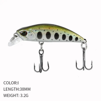 Kuum 38mm 3,2G mini Jaapani mudel uppuv Minnow kalapüügi landid Jerkbaits Peche kunstsöödaga vobler forell-ahvenkarpkala jaoks