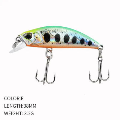 Kuum 38mm 3,2G mini Jaapani mudel uppuv Minnow kalapüügi landid Jerkbaits Peche kunstsöödaga vobler forell-ahvenkarpkala jaoks